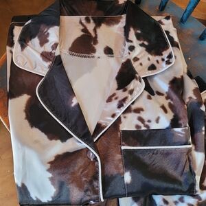 NWT Cow Print Pajama Set Short Sleeve With Shorts